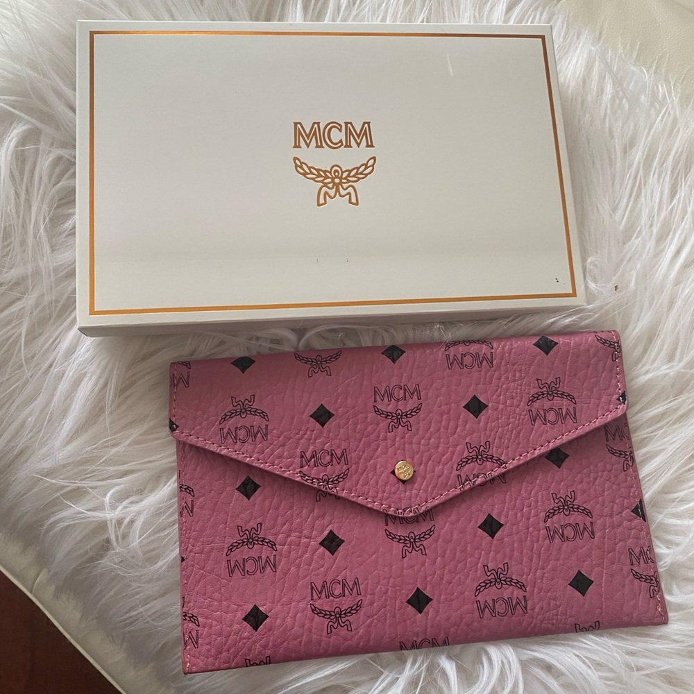 MCM Pink Monogram Clutch